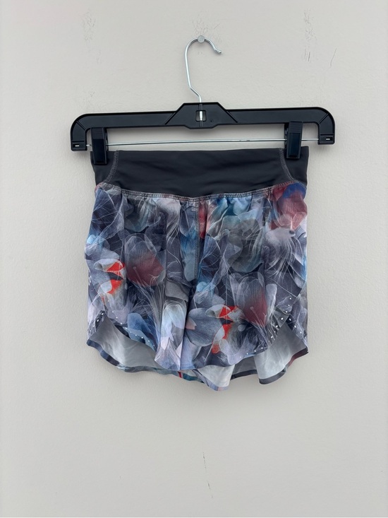 lululemon athletica Pants - Lululemon Floral Print Running Shorts Black Waistband Athletic Activewear